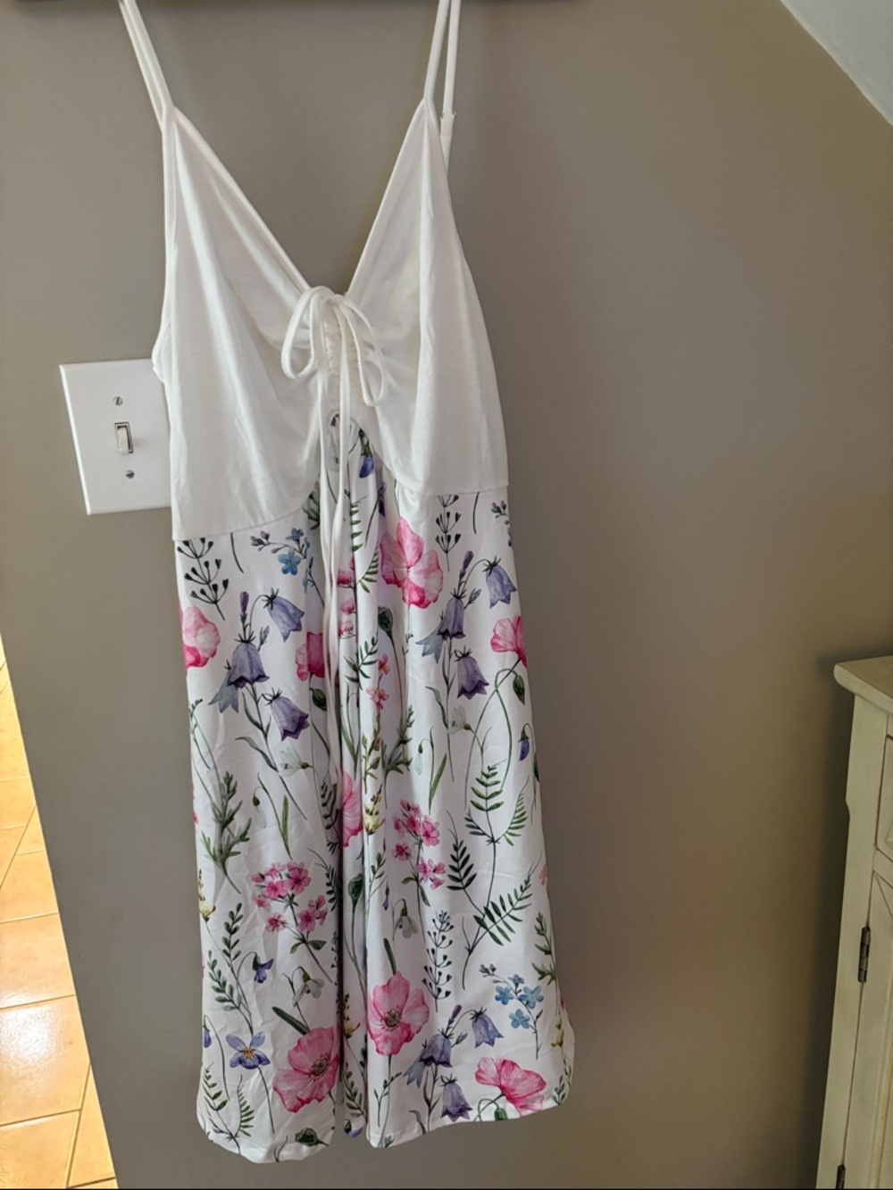 White Floral String-Back Sundress- XL